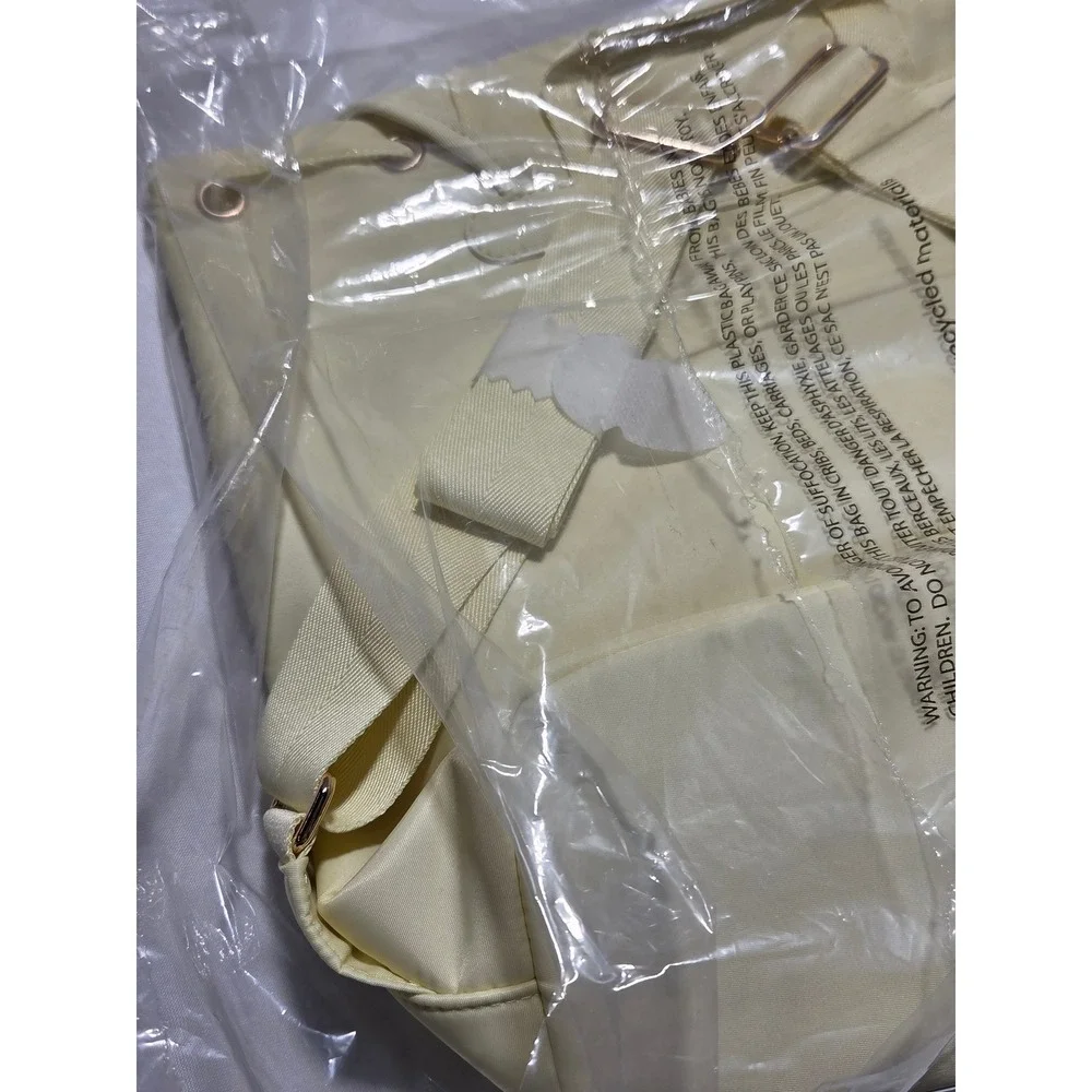 Year‎ of Ours Nylon Backpack Pale Yellow Drawstring Cargo Pocket Travel Bag NWT